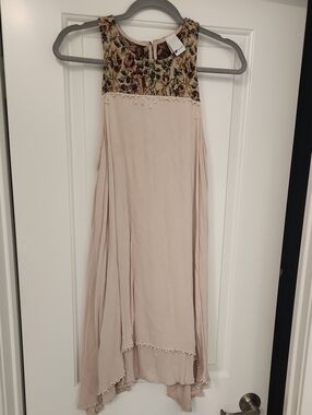 SWELL Beaded Floral Yoke Blush Swing Dress